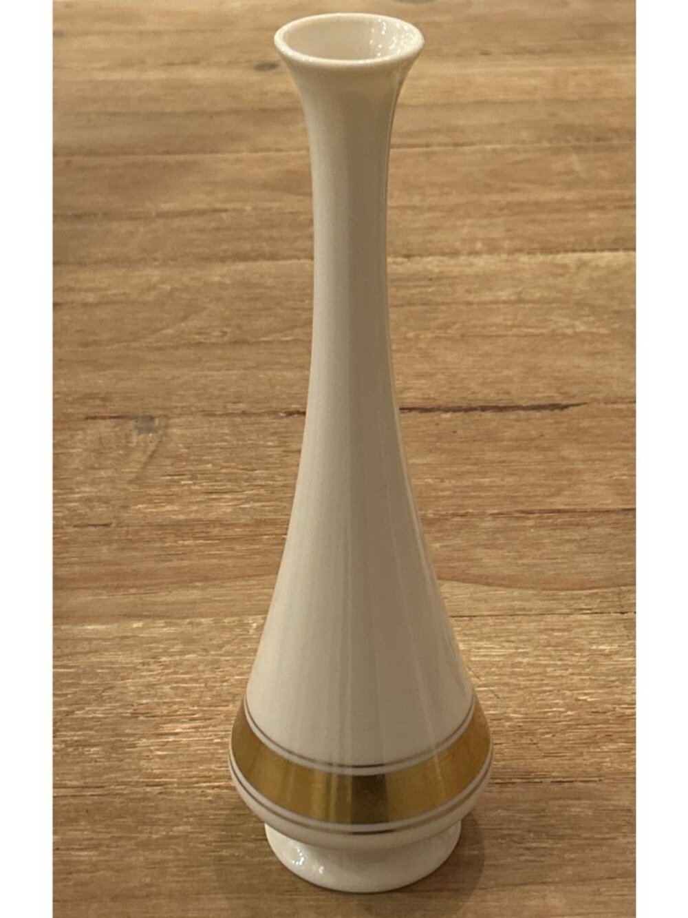 Lenox Vase Hand Decorated With 24k Karat Gold Band - Mid 20th Century - 10" Tall